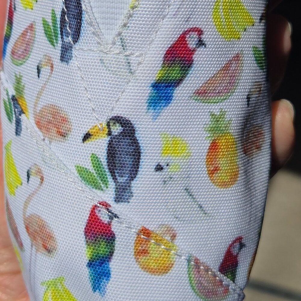 NWT TOMS Parrot Birds White Canvas Print Size 7 - Picture 7 of 9